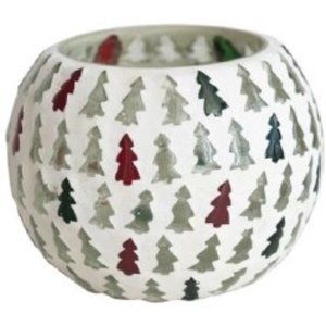 Creative Co-Op 4" Tree Mosaic Round Votive Holder / Set of 2